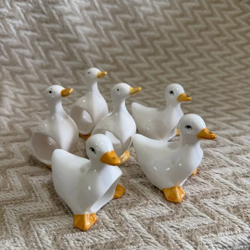 Vintage Bone China Duck Goose Napkin Rings Set of 6 - Picture 1 of 7